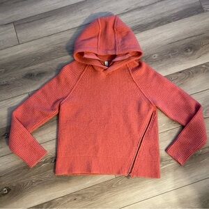 Anthropologie Pilcro Coral Pink Hooded Sweater Women Small Side Zip Wool